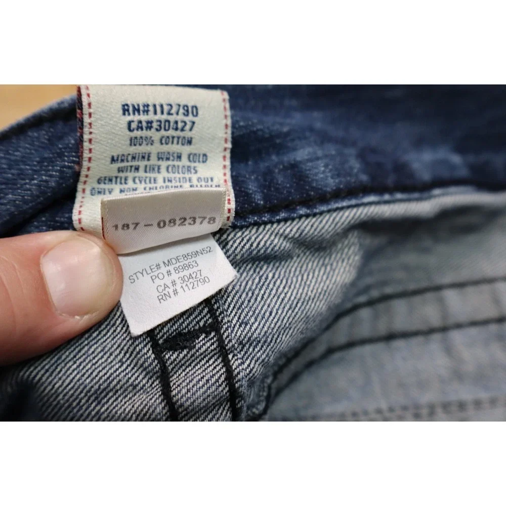 Mens True Religion Jeans Size 38x29 Cotton USA Relaxed Straight Blue Flap Pocket